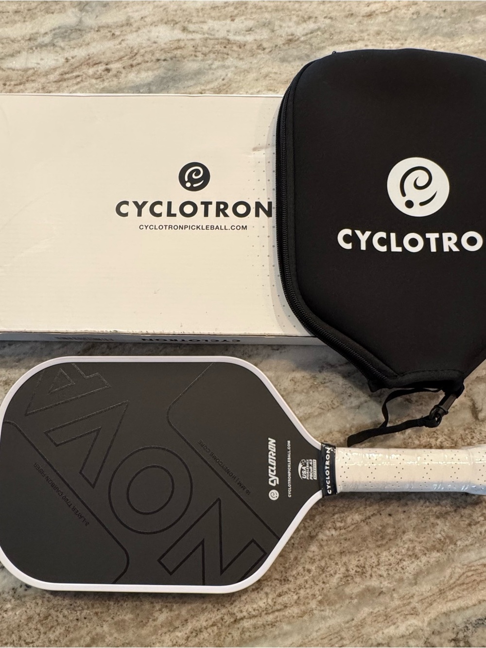 Cyclotron Pickleball Paddle with Cover - Black & White